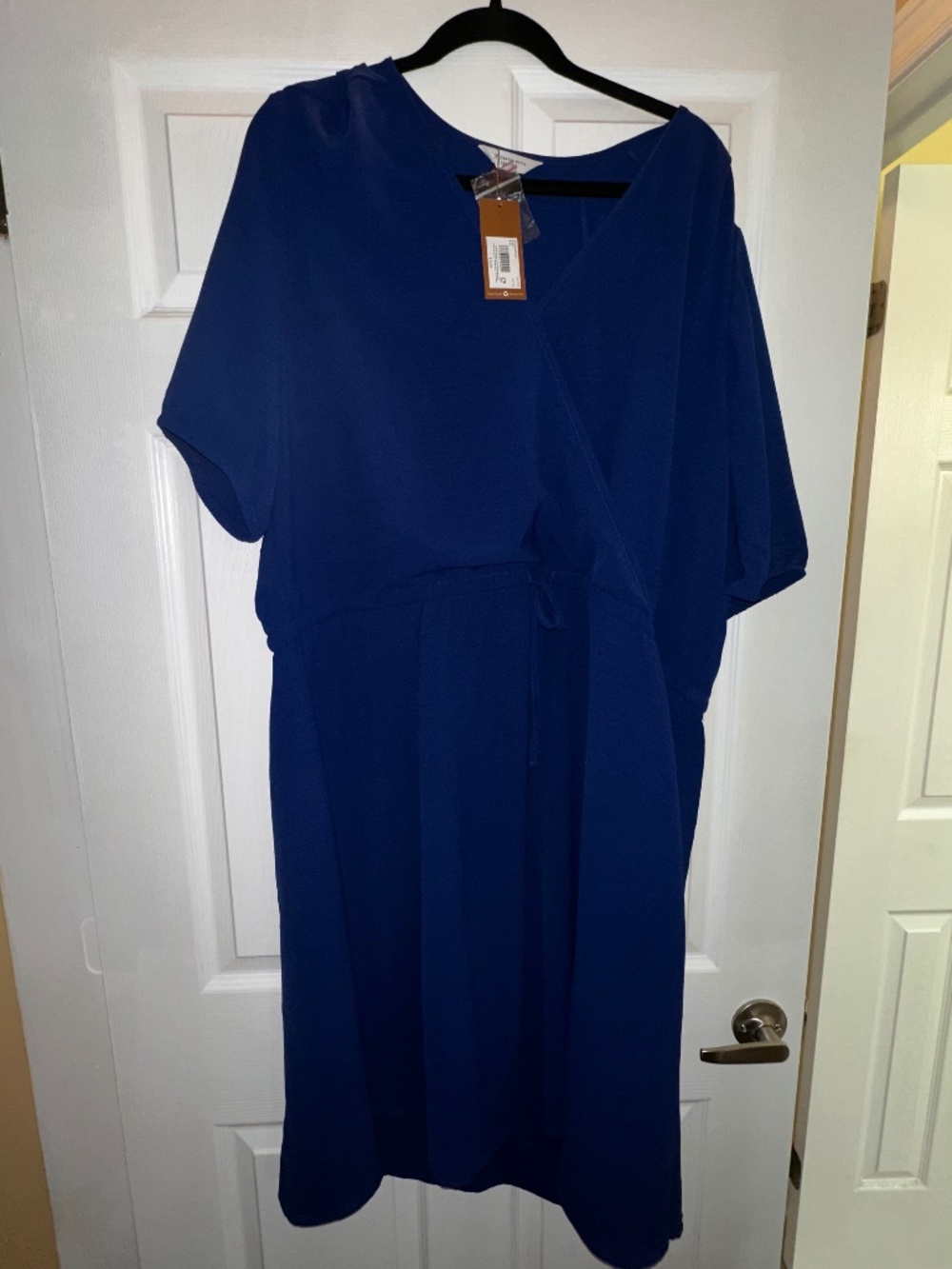 NWT Denver Hayes Royal Blue Faux Wrap Dress XXL Flowy Sleeve Elegant Midi Dress